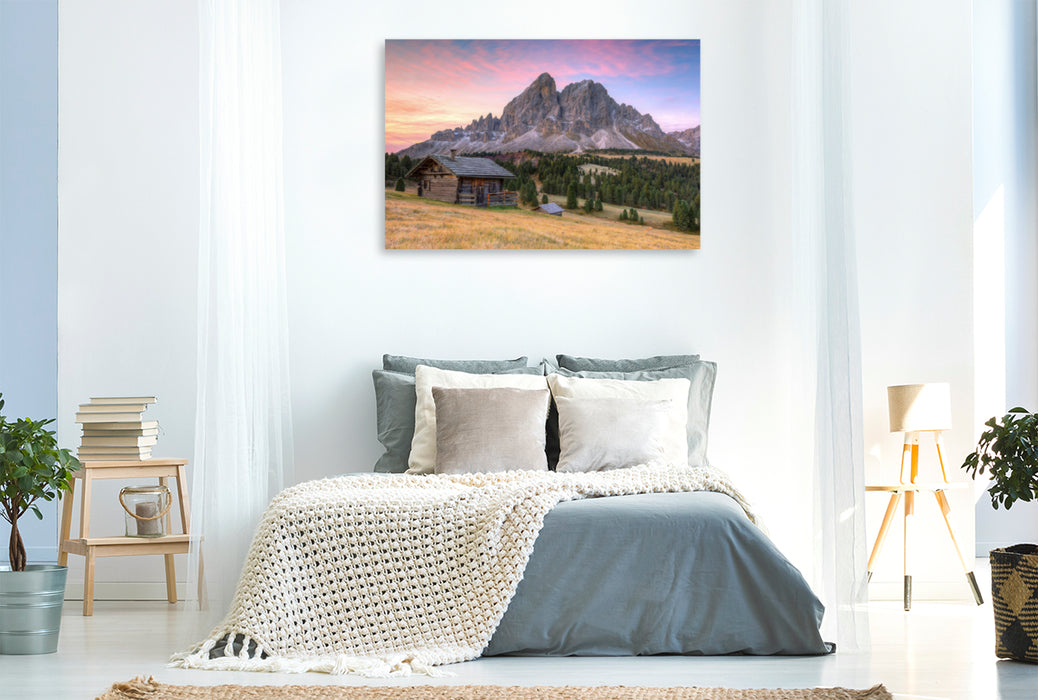 Premium textile canvas Premium textile canvas 120 cm x 80 cm across Peitlerkofel on the Würzjoch in South Tyrol 