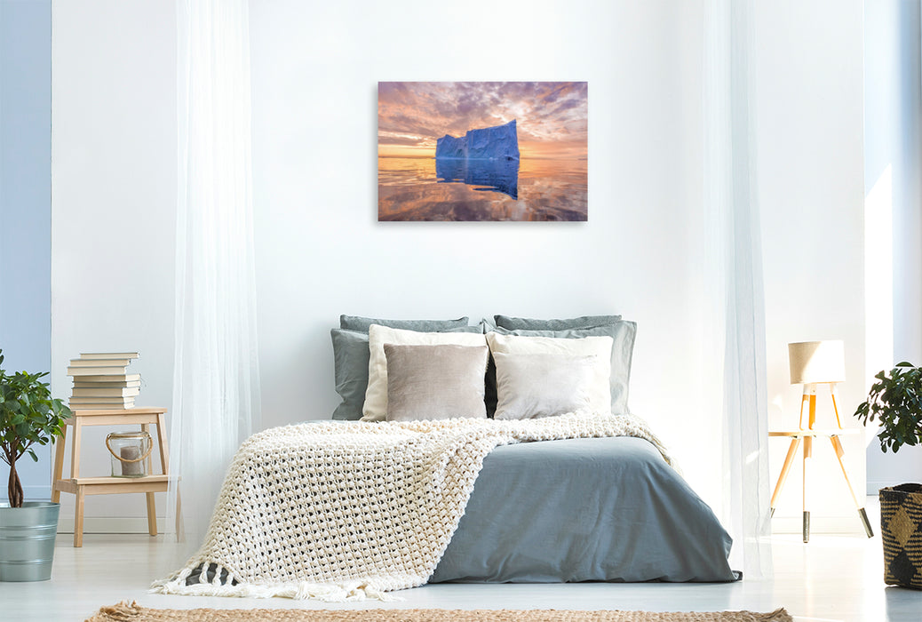 Premium textile canvas Premium textile canvas 120 cm x 80 cm landscape Majestic iceberg in Disko Bay 