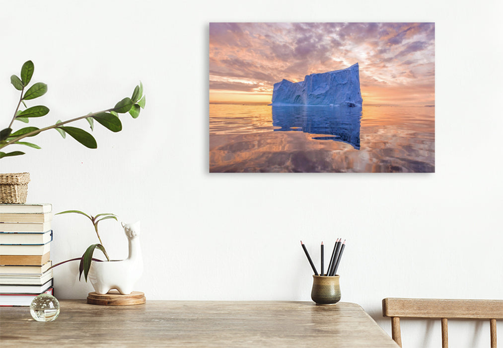 Premium textile canvas Premium textile canvas 120 cm x 80 cm landscape Majestic iceberg in Disko Bay 