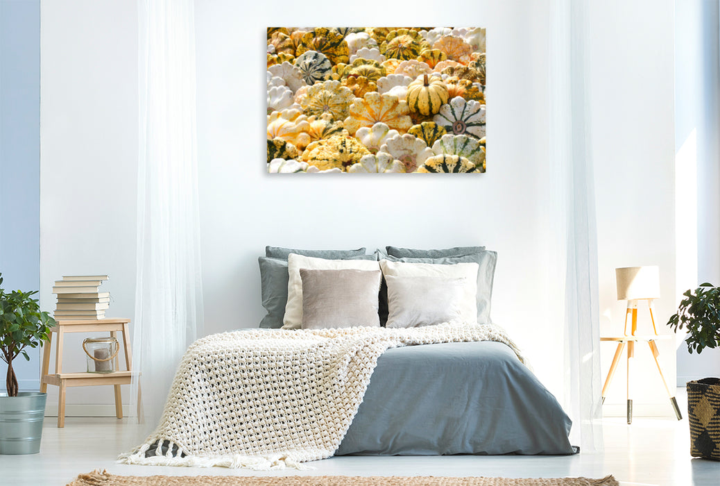 Premium textile canvas Premium textile canvas 120 cm x 80 cm landscape decorative pumpkins 