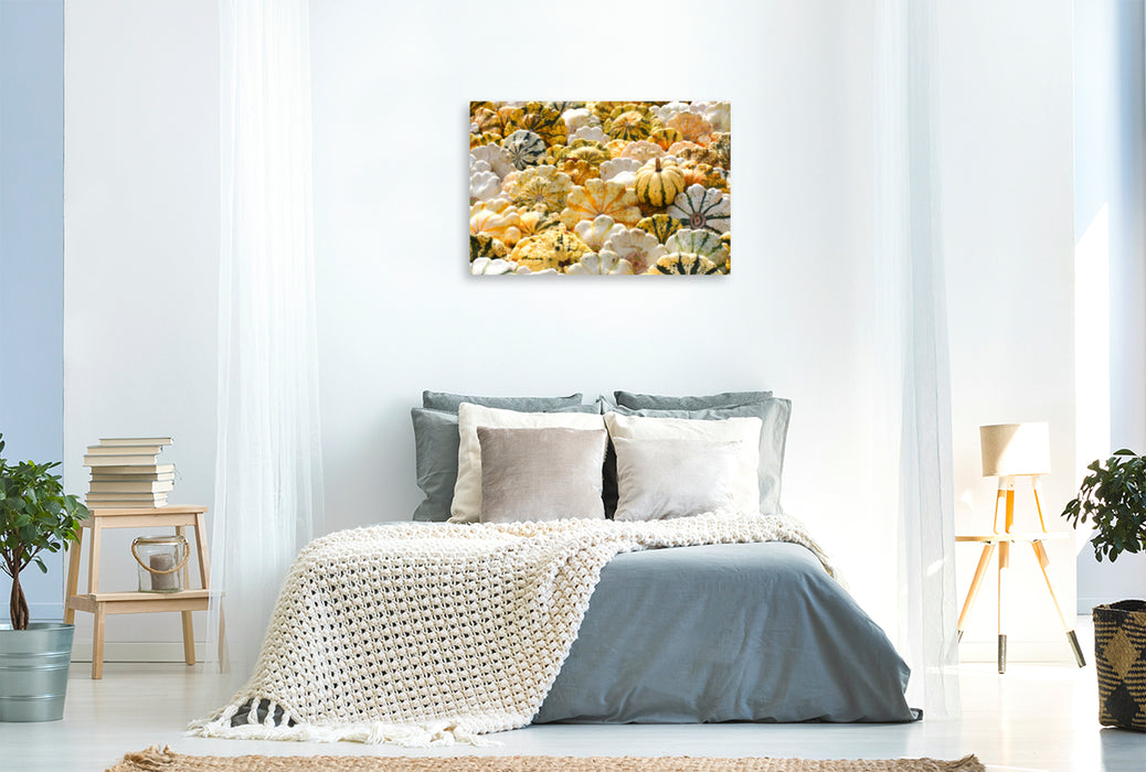 Premium textile canvas Premium textile canvas 120 cm x 80 cm landscape decorative pumpkins 