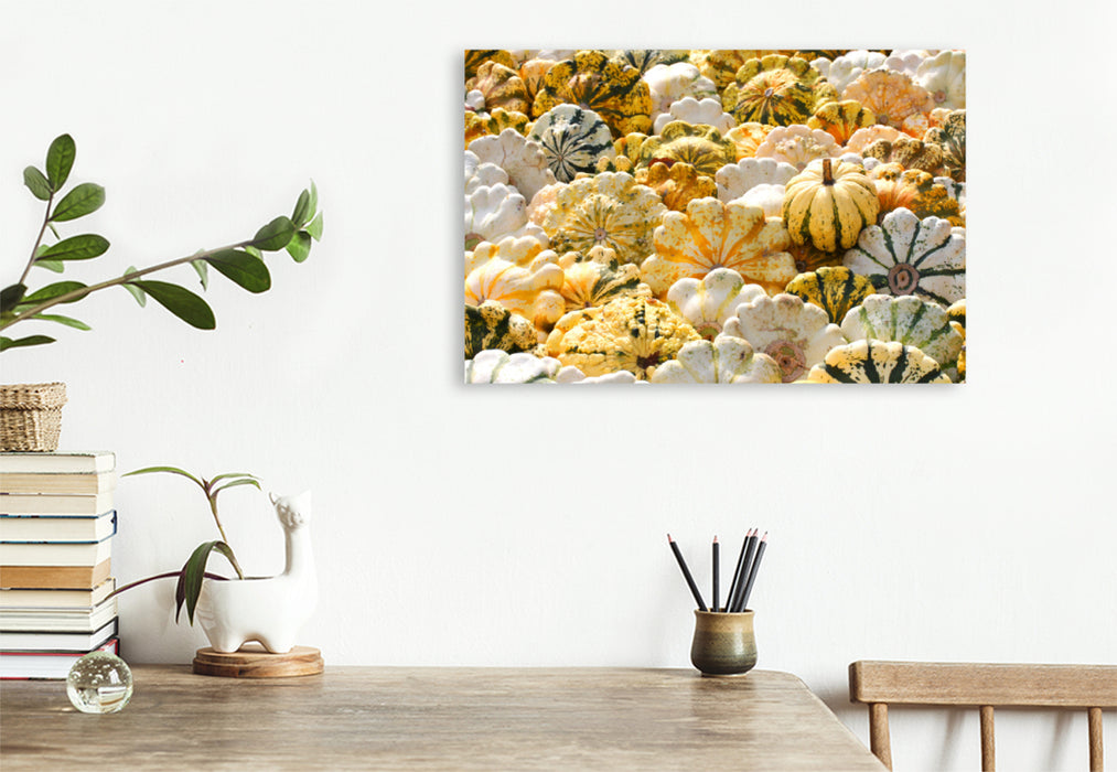 Premium textile canvas Premium textile canvas 120 cm x 80 cm landscape decorative pumpkins 