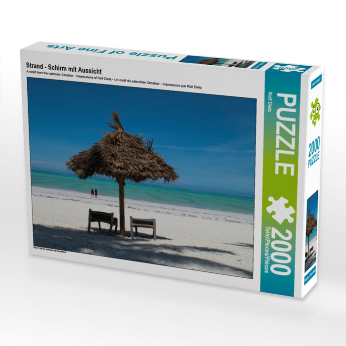 Strand - Schirm mit Aussicht 2000 Teile Puzzle quer - CALVENDO Foto-Puzzle'