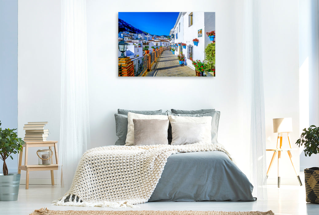 Premium textile canvas Premium textile canvas 120 cm x 80 cm landscape The white villages of Andalusia. 