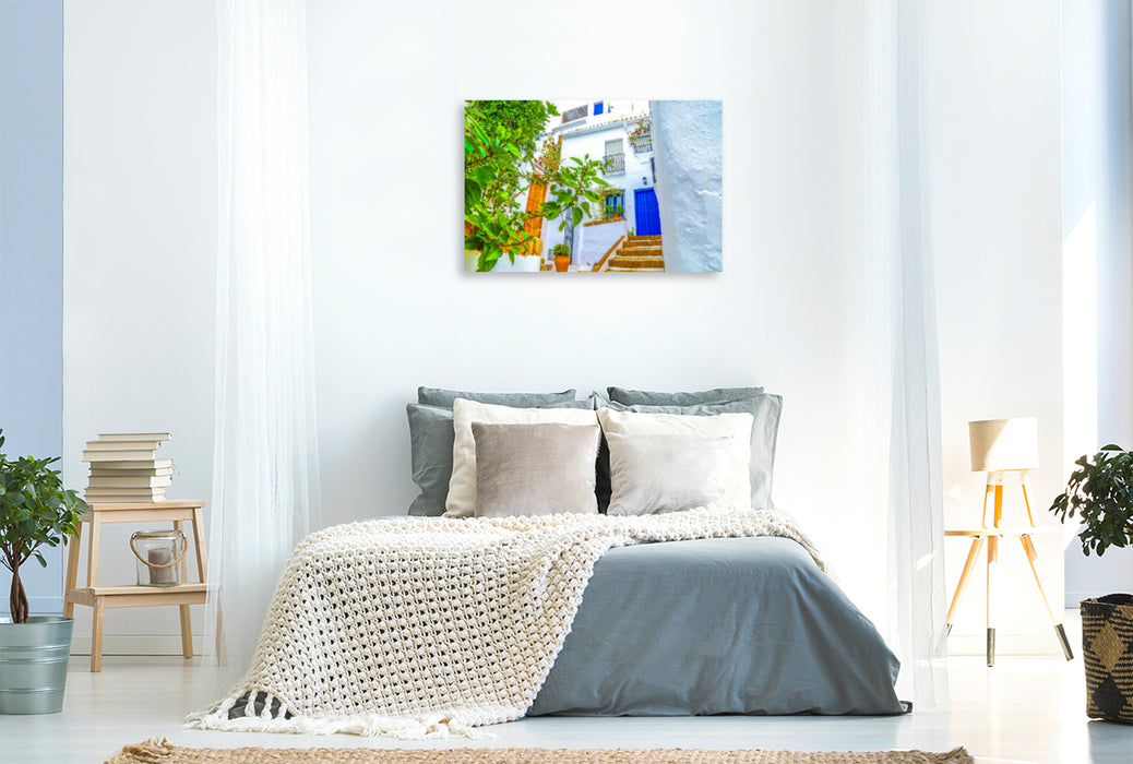 Premium textile canvas Premium textile canvas 120 cm x 80 cm landscape The white villages of Andalusia. 