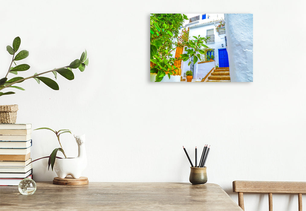 Premium textile canvas Premium textile canvas 120 cm x 80 cm landscape The white villages of Andalusia. 