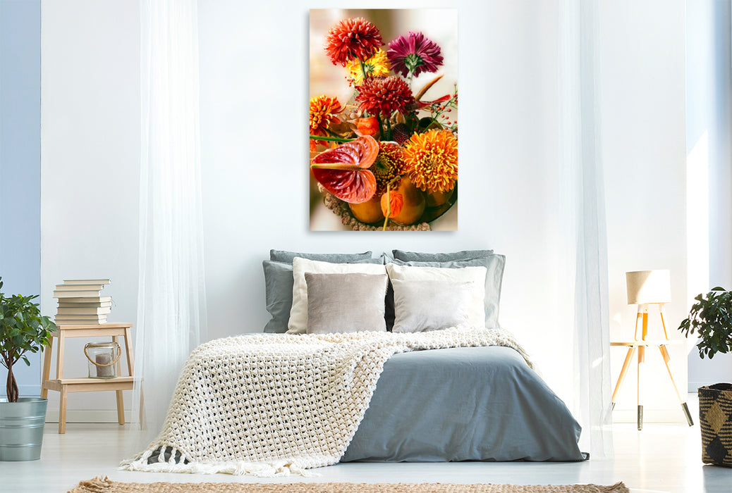 Premium Textil-Leinwand Premium Textil-Leinwand 80 cm x 120 cm  hoch Bouquet Chrysanthemen