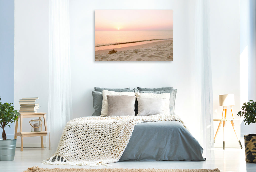 Premium textile canvas Premium textile canvas 120 cm x 80 cm across The Baltic Sea is known for its romantic golden and orange sunsets 