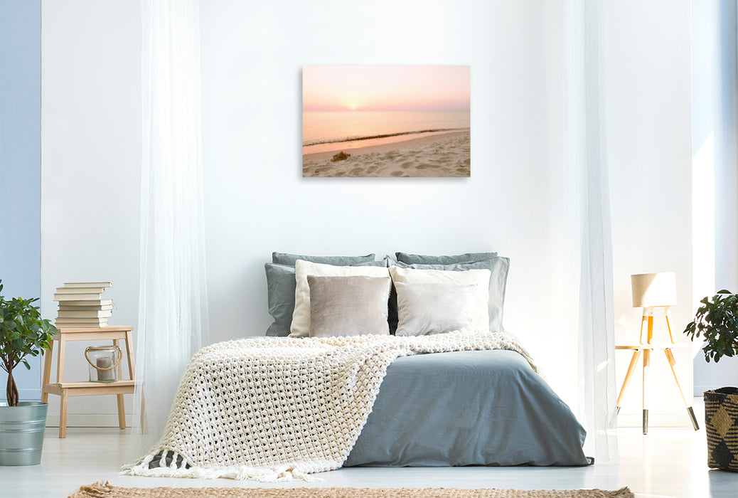 Premium textile canvas Premium textile canvas 120 cm x 80 cm across The Baltic Sea is known for its romantic golden and orange sunsets 