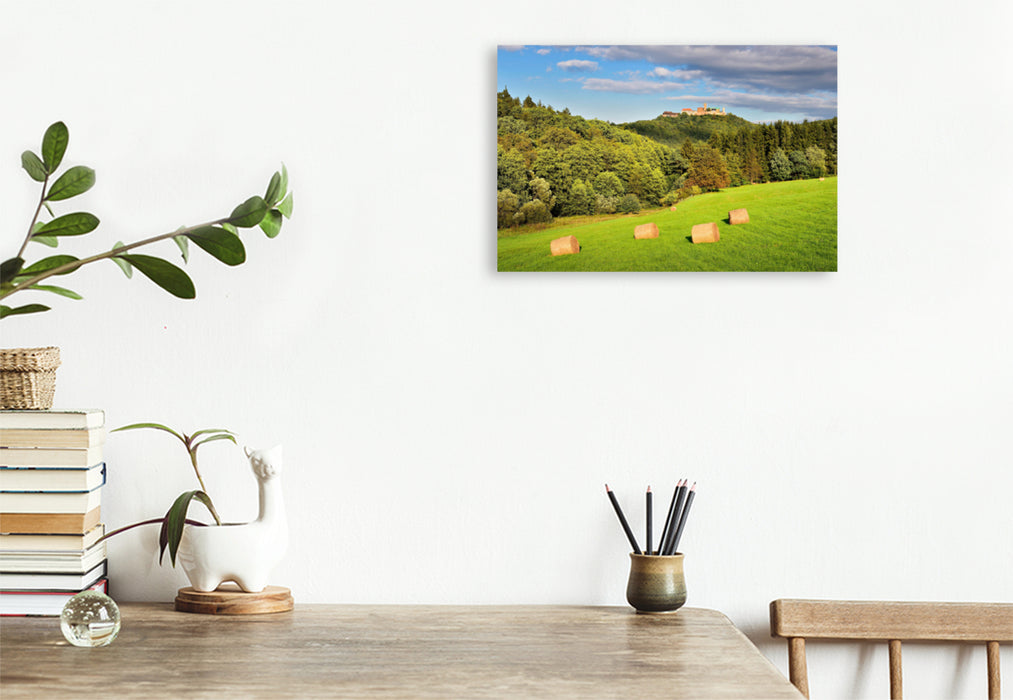 Premium textile canvas Premium textile canvas 120 cm x 80 cm landscape view of the Wartburg 