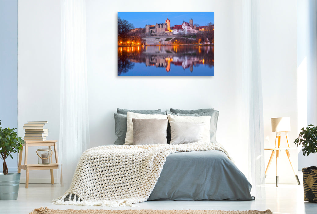 Premium textile canvas Premium textile canvas 120 cm x 80 cm landscape Bernburg Castle on the Saale 