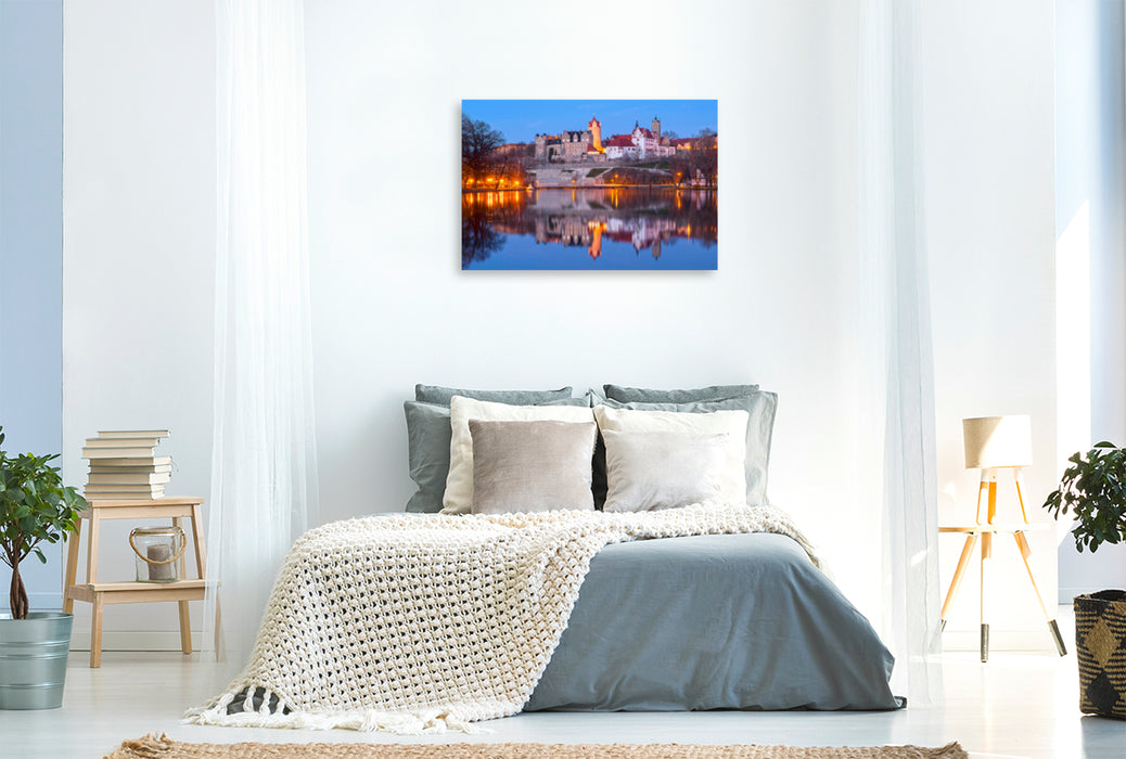 Premium textile canvas Premium textile canvas 120 cm x 80 cm landscape Bernburg Castle on the Saale 