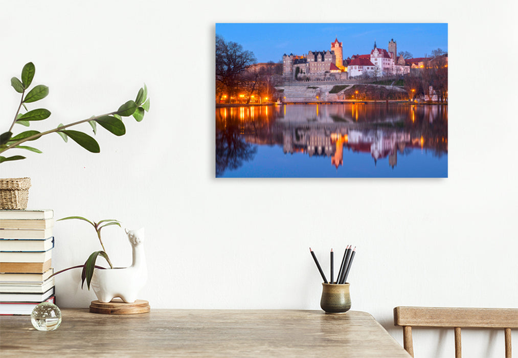 Premium textile canvas Premium textile canvas 120 cm x 80 cm landscape Bernburg Castle on the Saale 