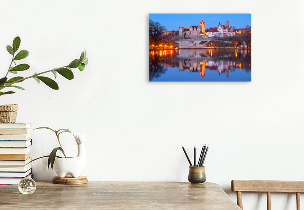 Premium textile canvas Premium textile canvas 120 cm x 80 cm landscape Bernburg Castle on the Saale 