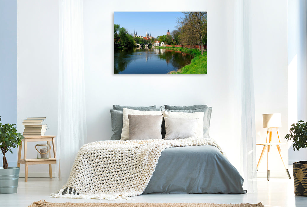 Premium textile canvas Premium textile canvas 120 cm x 80 cm across the cathedral district and castle above the Saale, Merseburg 