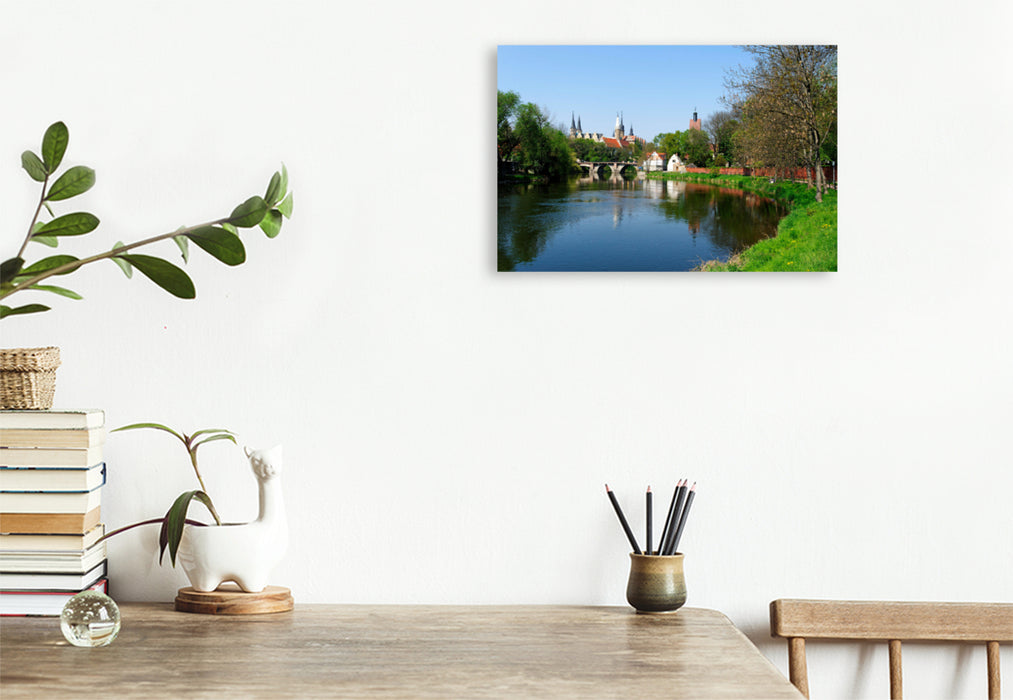 Premium textile canvas Premium textile canvas 120 cm x 80 cm across the cathedral district and castle above the Saale, Merseburg 