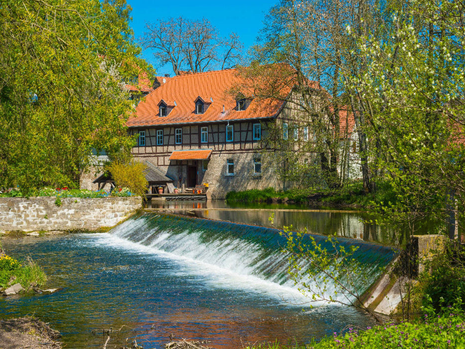 Wassermühle und Wehr an der Ilm, älteste Mühle in Thüringen, Taubach bei Weimar - CALVENDO Foto-Puzzle'