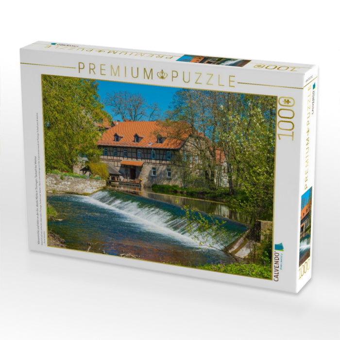 Wassermühle und Wehr an der Ilm, älteste Mühle in Thüringen, Taubach bei Weimar - CALVENDO Foto-Puzzle'