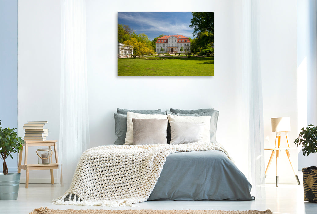 Premium textile canvas Premium textile canvas 120 cm x 80 cm landscape Güldengossa Castle and Park near Leipzig 