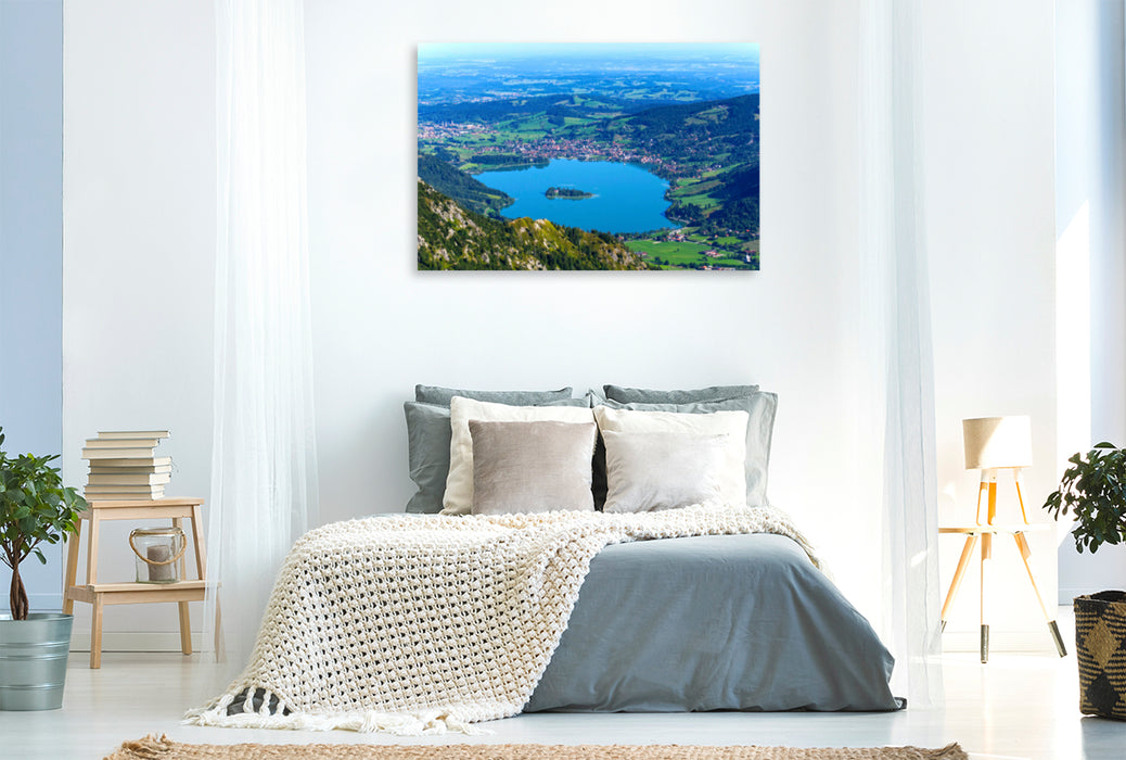 Premium textile canvas Premium textile canvas 120 cm x 80 cm across Schliersee, view from Brecherspitz, Mangfall Mountains 