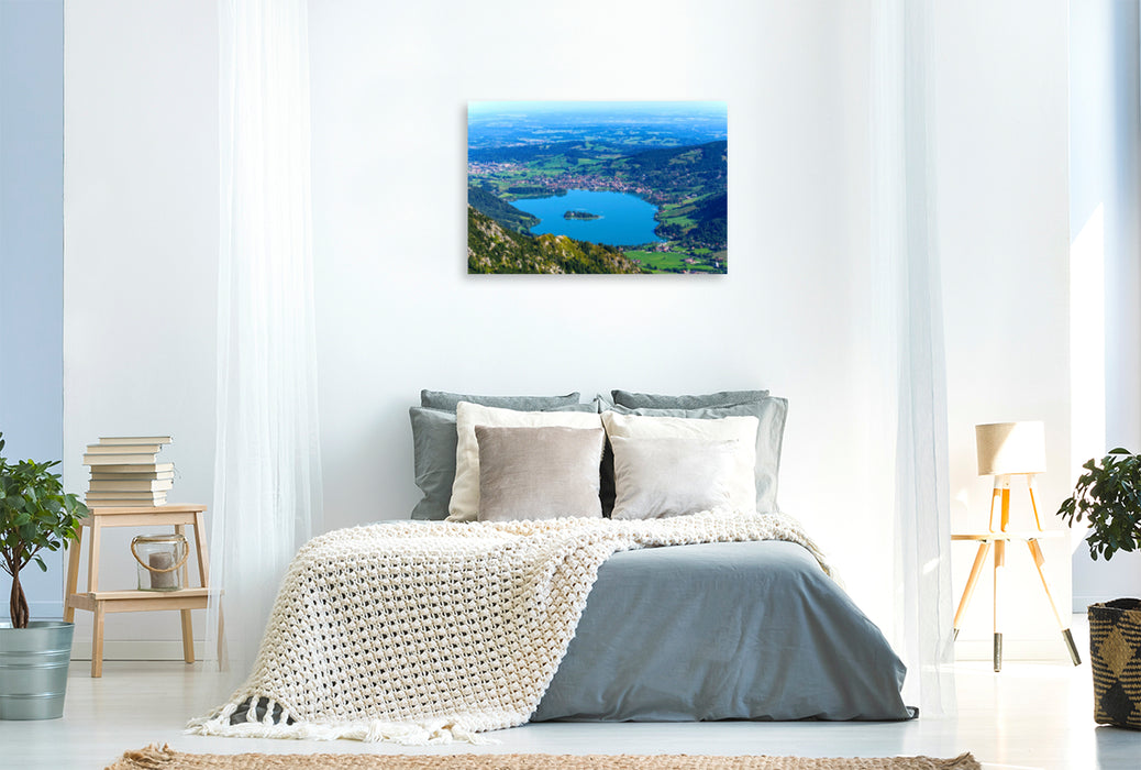 Premium textile canvas Premium textile canvas 120 cm x 80 cm across Schliersee, view from Brecherspitz, Mangfall Mountains 