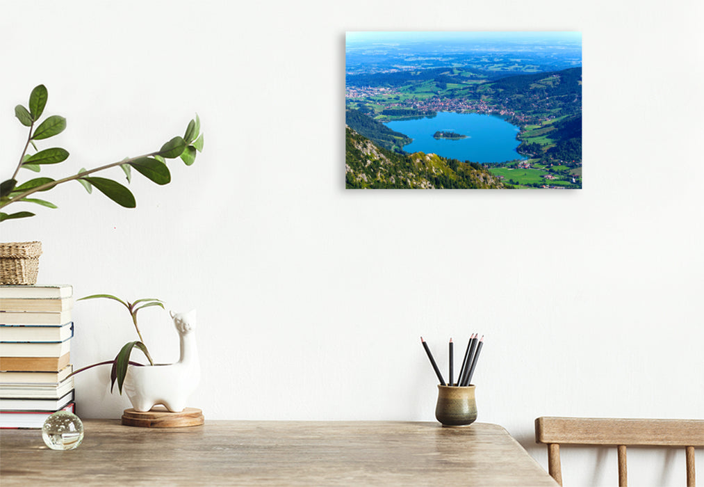 Premium textile canvas Premium textile canvas 120 cm x 80 cm across Schliersee, view from Brecherspitz, Mangfall Mountains 