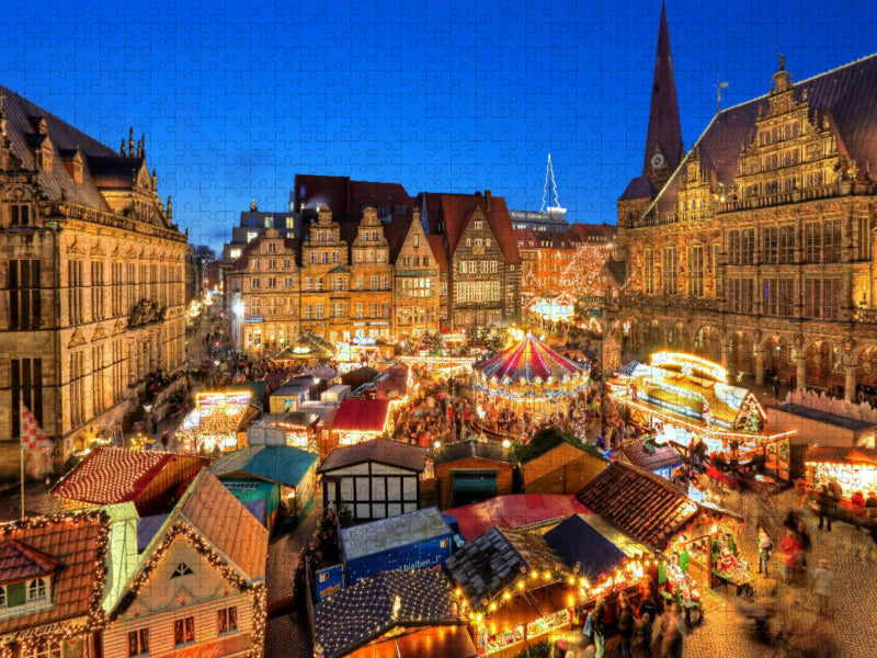 Beleuchteter Weihnachtsmarkt auf dem Rathausplatz - CALVENDO Foto-Puzzle'