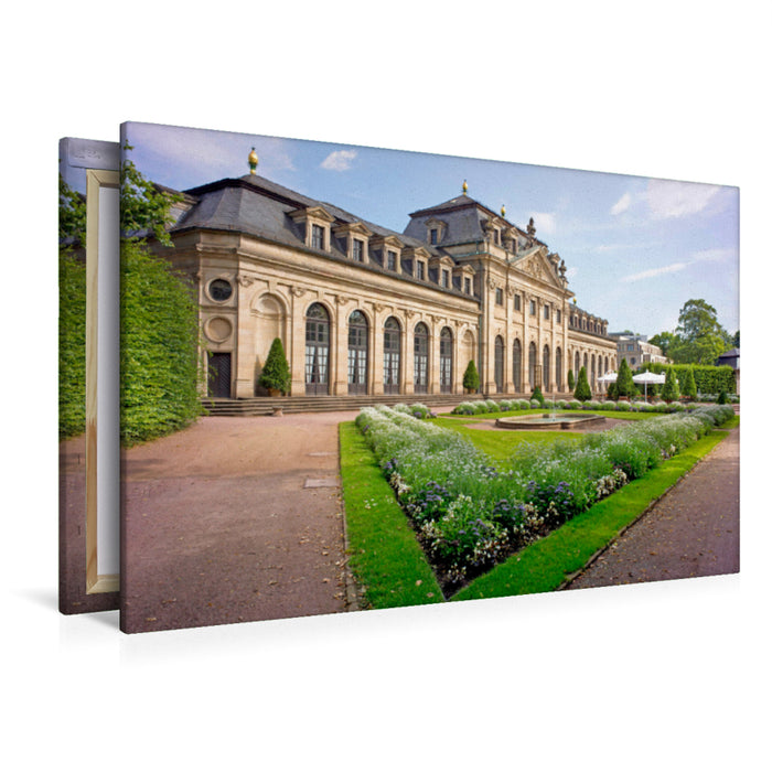 Premium Textil-Leinwand Schlossgarten und Stadtschloss