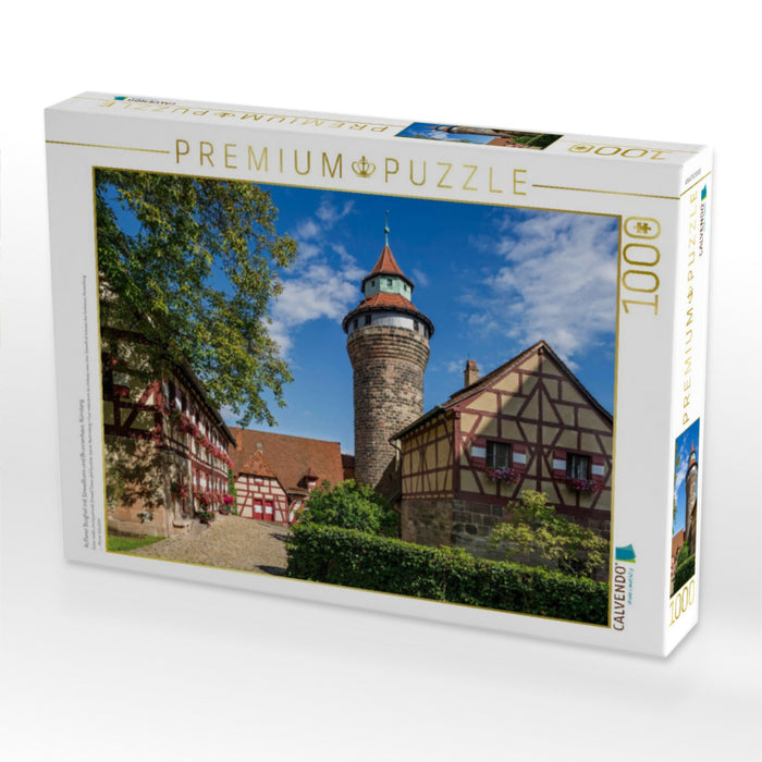 Äußerer Burghof mit Sinwellturm und Brunnenhaus, Nürnberg - CALVENDO Foto-Puzzle'