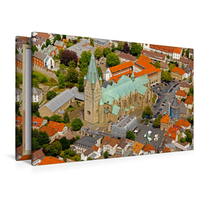Premium Textil-Leinwand Luftbilddes Paderborner Doms