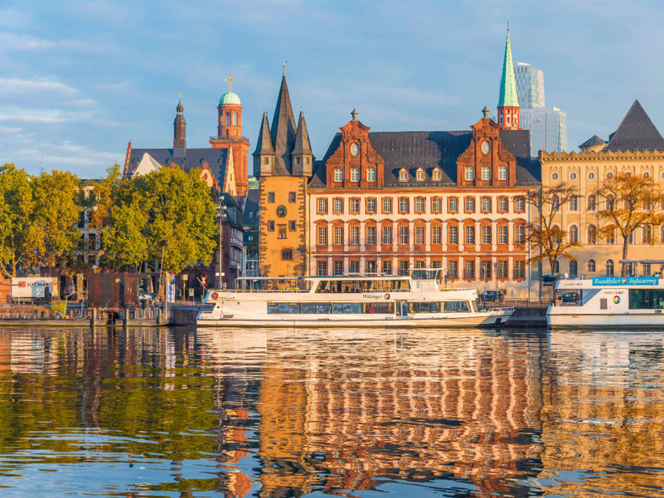 Ausflugsboote am Mainkai vor dem Historisches Museum - CALVENDO Foto-Puzzle'