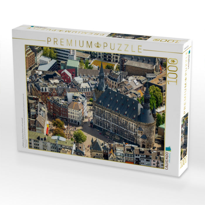 Luftbild vom Aachener Rathaus mit Innenstadt - CALVENDO Foto-Puzzle'