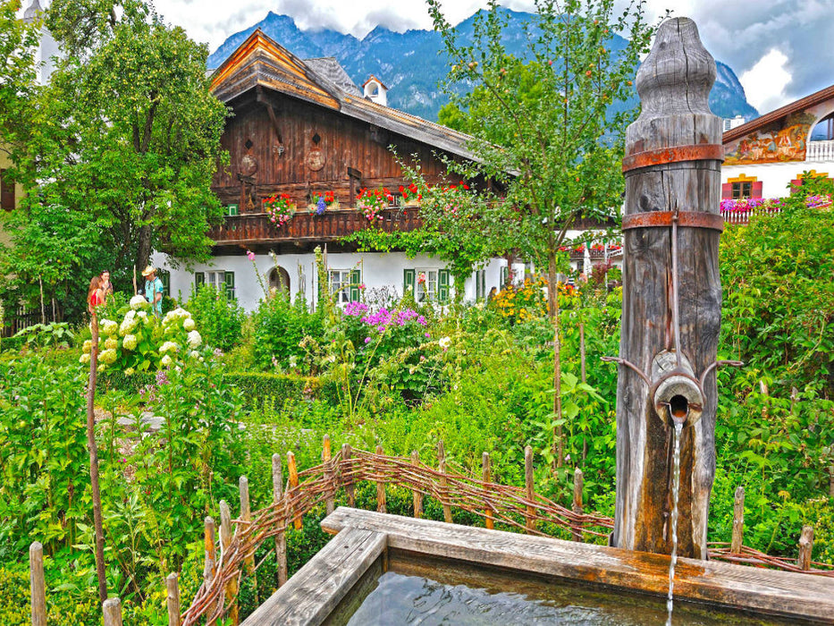 Bauerngarten mit Brunnen - CALVENDO Foto-Puzzle'