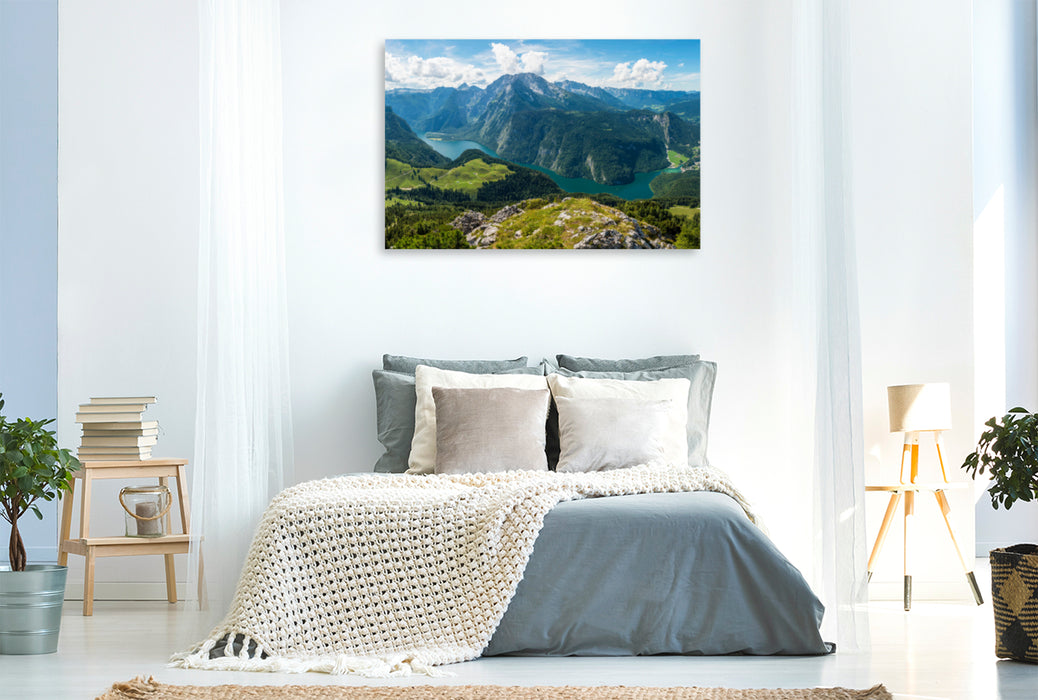 Premium textile canvas Premium textile canvas 120 cm x 80 cm landscape view from Jenner to the Watzmann and Schönau (ru) 