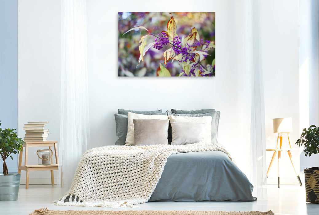 Premium textile canvas Premium textile canvas 120 cm x 80 cm landscape Pearl bush or beautiful fruit 