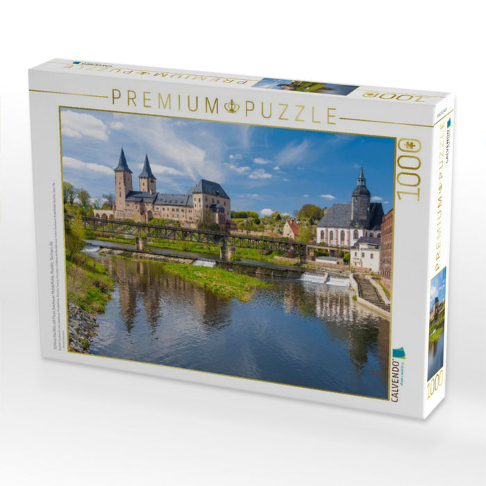 Schloss Rochlitz mit Fluss Zwickauer MuldeMühle, Rochlitz, Sachsen, De - CALVENDO Foto-Puzzle'