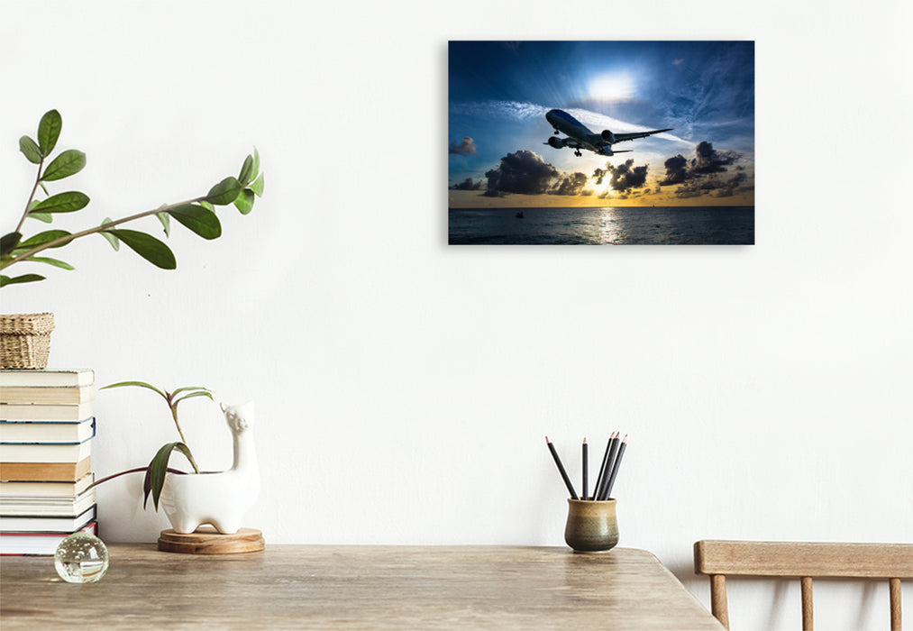 Premium Textil-Leinwand Premium Textil-Leinwand 120 cm x 80 cm quer Ein Motiv aus dem Kalender Airliners - Boeing Edition