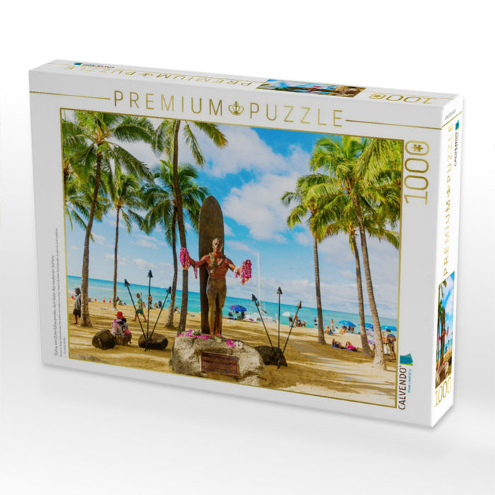 Statue von Duke Kahanamoku, dem Vater des modernen Surfens - CALVENDO Foto-Puzzle'