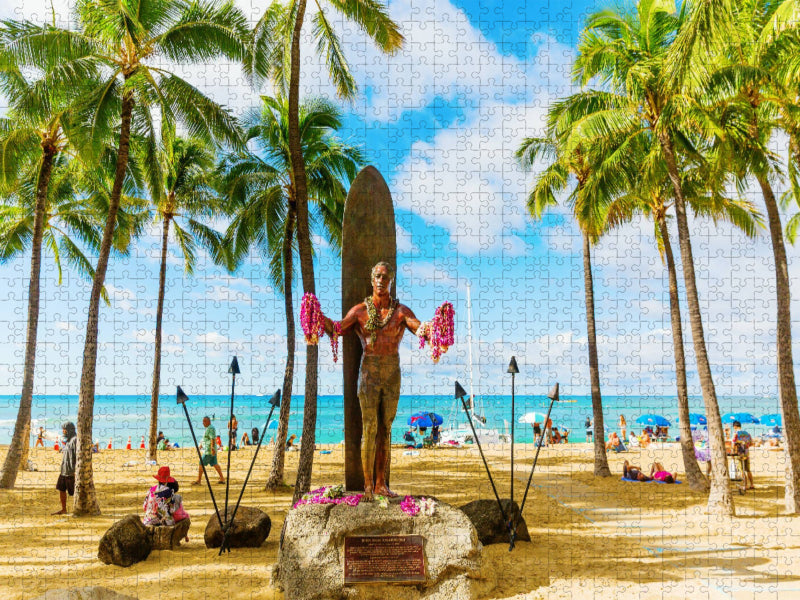 Statue von Duke Kahanamoku, dem Vater des modernen Surfens - CALVENDO Foto-Puzzle'