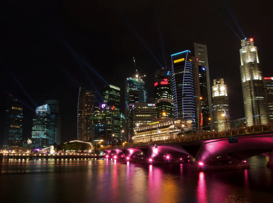 Esplanade-Brücke mit Singapur-Skyline 2000 Teile Puzzle quer - CALVENDO Foto-Puzzle'