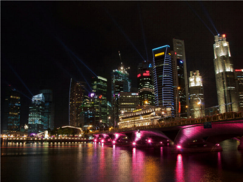 Esplanade-Brücke mit Singapur-Skyline 2000 Teile Puzzle quer - CALVENDO Foto-Puzzle'
