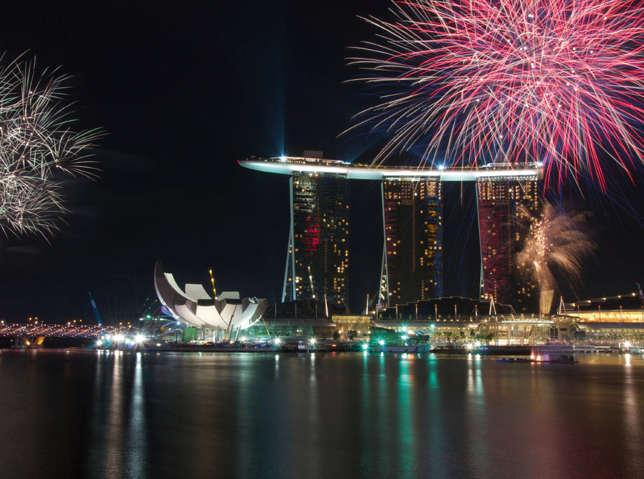 Feuerwerk über der Marina Bay 2000 Teile Puzzle quer - CALVENDO Foto-Puzzle'