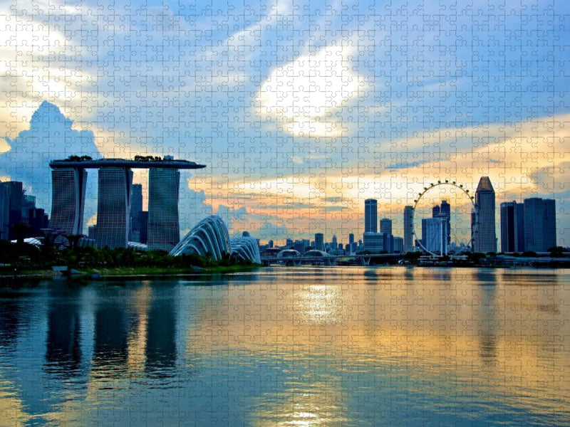Singapore Skyline mit Sonnenuntergang - CALVENDO Foto-Puzzle'