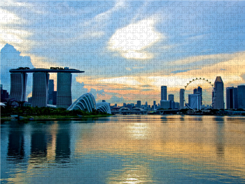 Singapore skyline with sunset - CALVENDO photo puzzle 