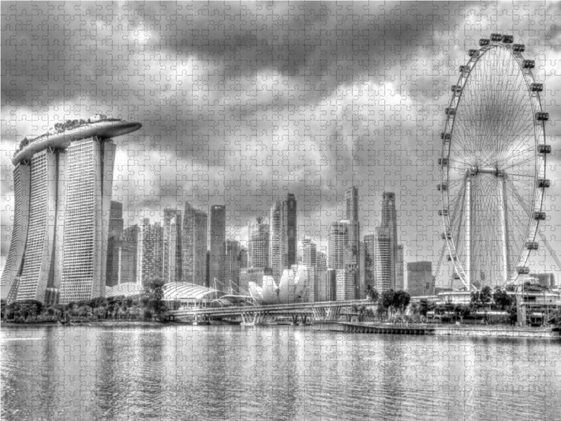 Singapore Skyline bei Tag 2000 Teile Puzzle quer - CALVENDO Foto-Puzzle'