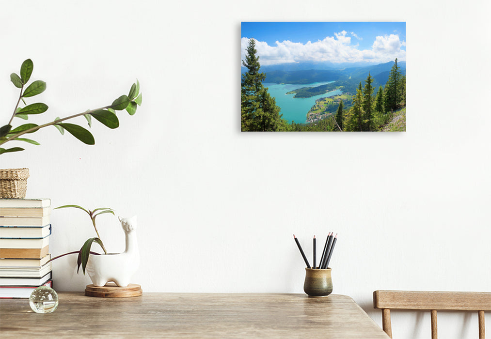 Premium textile canvas Premium textile canvas 120 cm x 80 cm across Walchensee in Upper Bavaria 