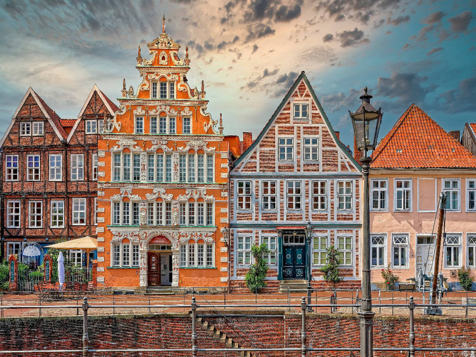 Stade, "Am Wasser West", mit dem Bürgermeister-Hintze-Haus und dem Goeben-Haus - CALVENDO Foto-Puzzle'