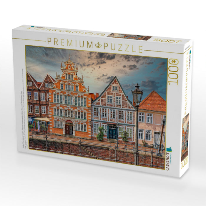 Stade, "Am Wasser West", mit dem Bürgermeister-Hintze-Haus und dem Goeben-Haus - CALVENDO Foto-Puzzle'