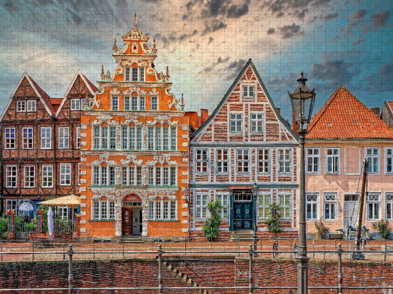 Stade, "Am Wasser West", mit dem Bürgermeister-Hintze-Haus und dem Goeben-Haus - CALVENDO Foto-Puzzle'