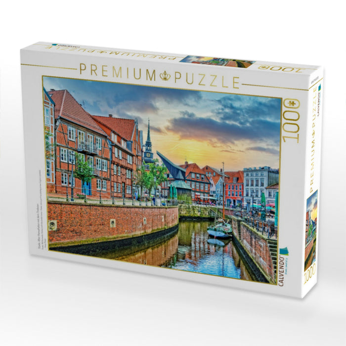 Stade, Alter Hansehafen mit dem Tretkran - CALVENDO Foto-Puzzle'